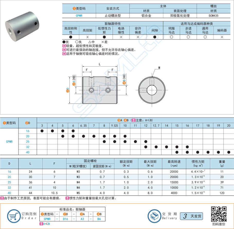 剛性聯(lián)軸器-止動(dòng)螺絲型規(guī)格參數(shù)尺寸