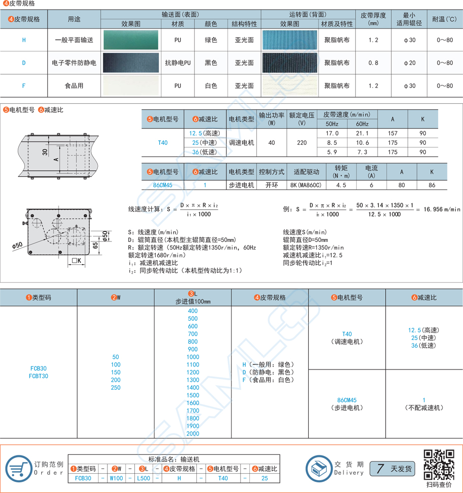 平皮帶輸送機-中間驅(qū)動型號