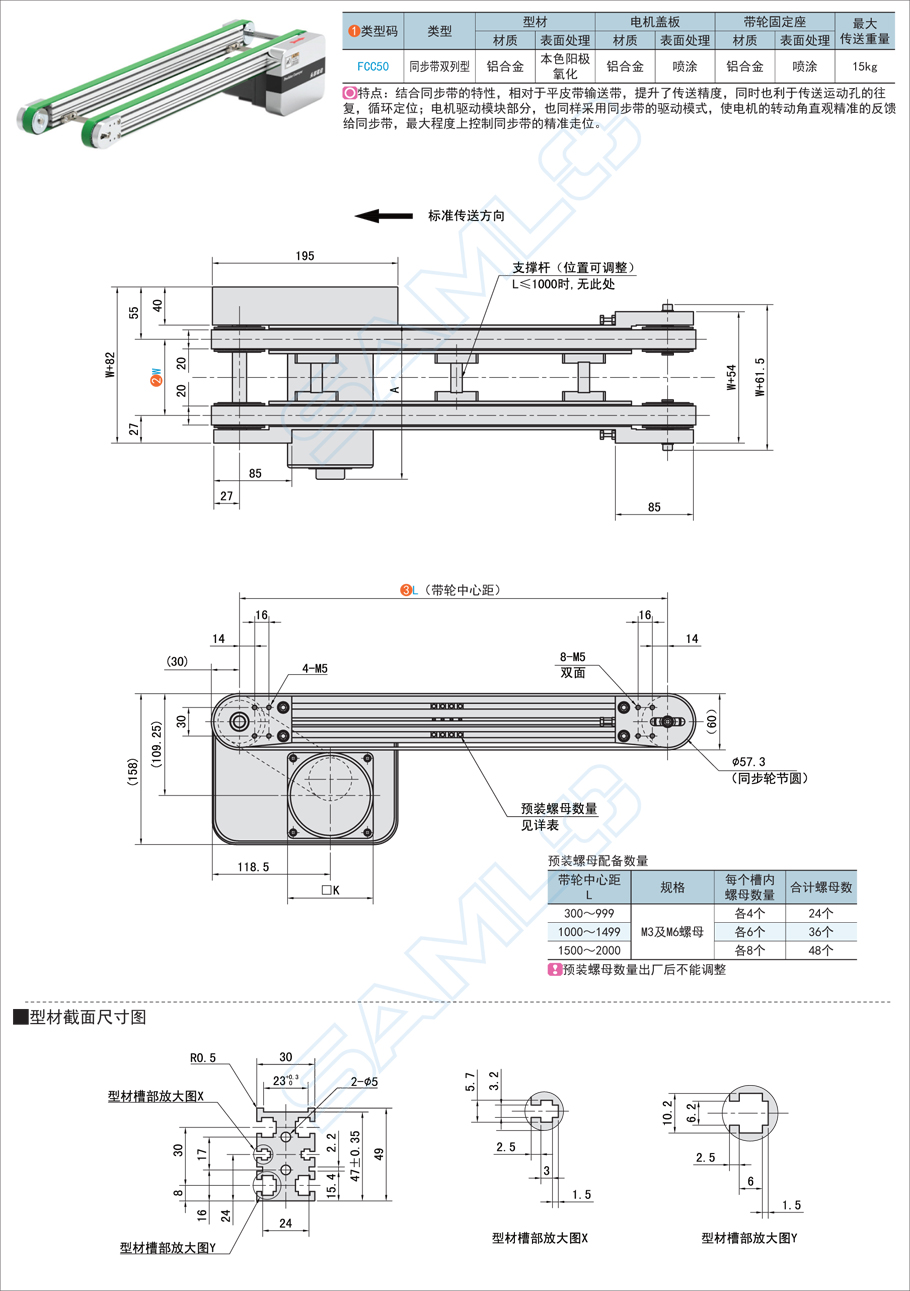 同步帶輸送機(jī)-雙列頭部驅(qū)動(dòng)規(guī)格參數(shù)