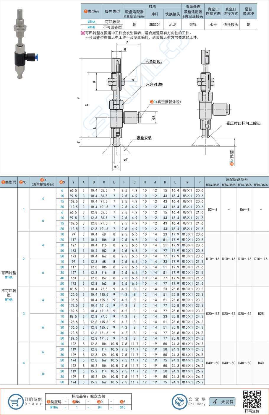 吸盤支架-水平真空口帶緩沖型規(guī)格參數(shù)尺寸